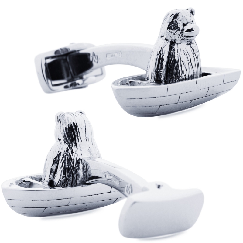 Bear on Boat Cufflinks