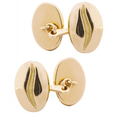 Gold Coffee Bean Cufflinks These double element 18 karat | Alex Jona