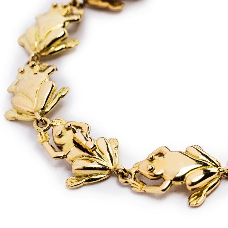 Yellow Gold Frog Link Bracelet