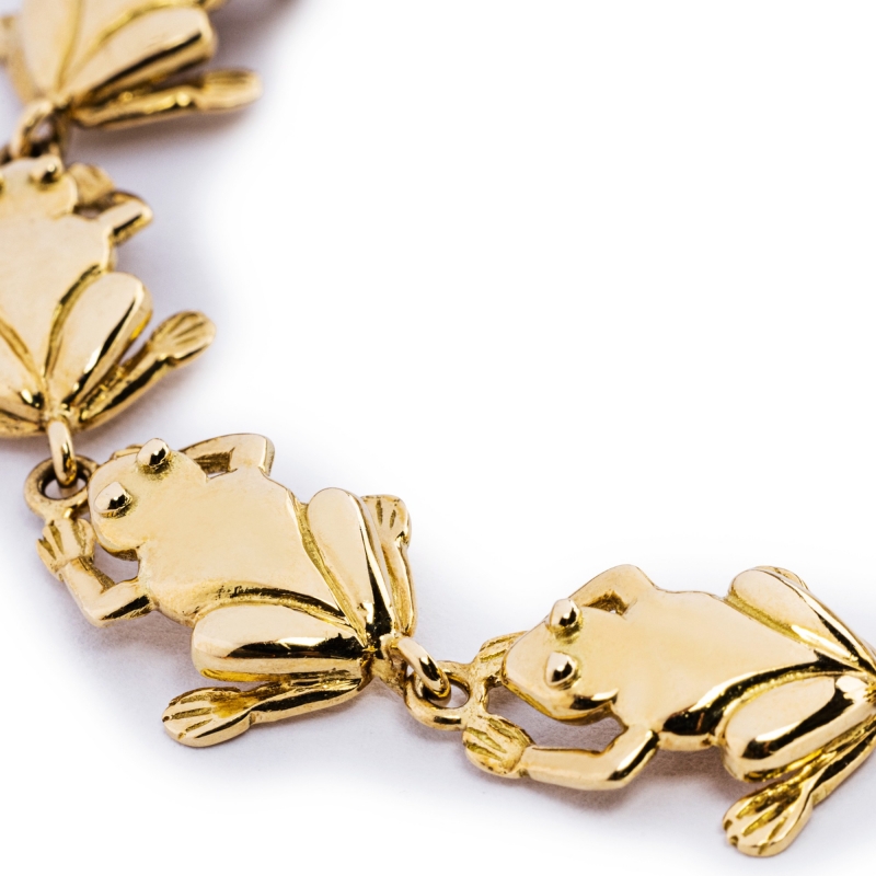 Yellow Gold Frog Link Bracelet