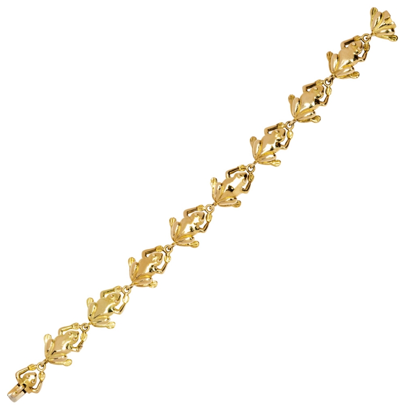 Yellow Gold Frog Link Bracelet