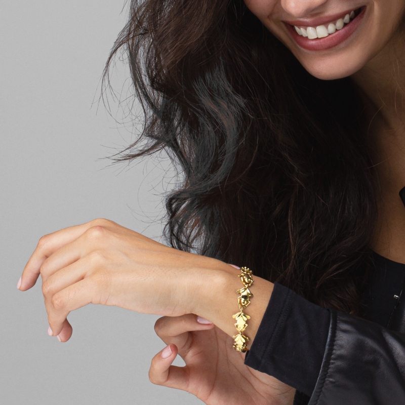 Yellow Gold Frog Link Bracelet